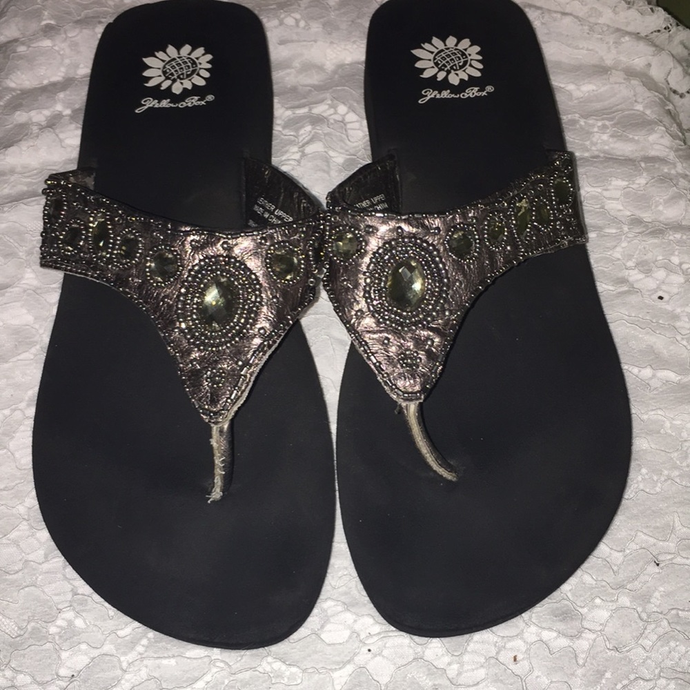 Yellow Box Rhinestone Sandals Size 11